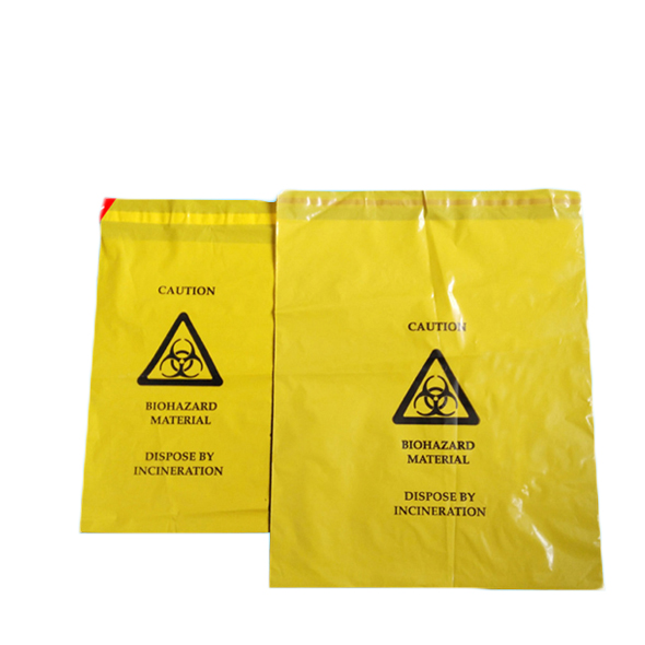 Plastic yellow self seal medical waste biohazard bags