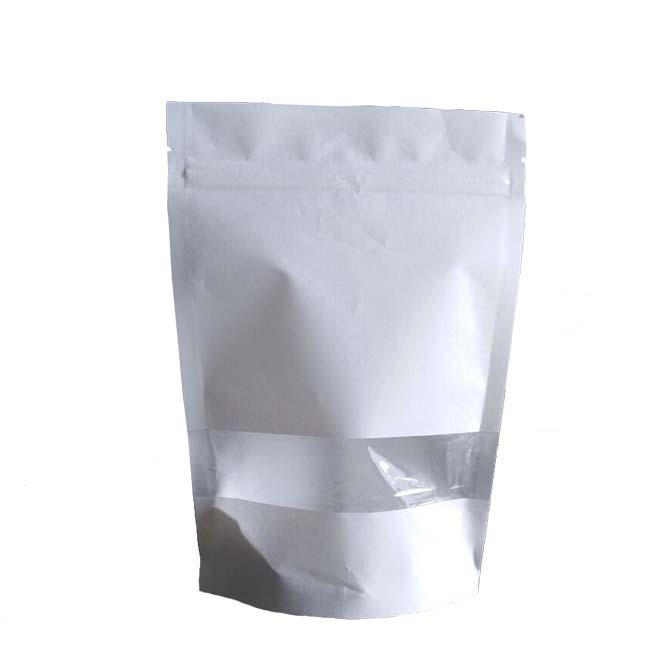White Biodegradable Paper Pouch With Clear Window