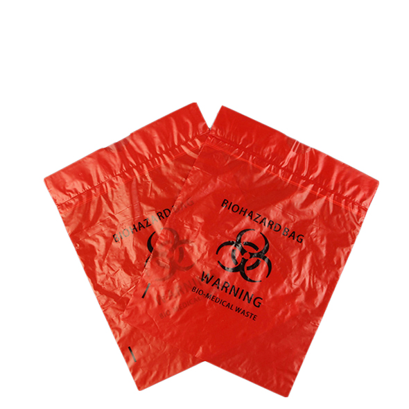 Customized red drawstring biohazard garbage bags